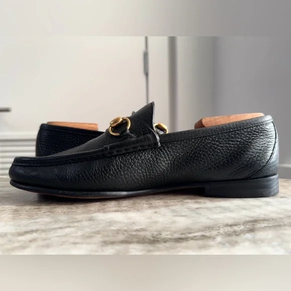 GUCCI 1953 Horsebit Leather Loafer Black 8/ 8.5 US $1000 Brixton Jordaan Pebbled